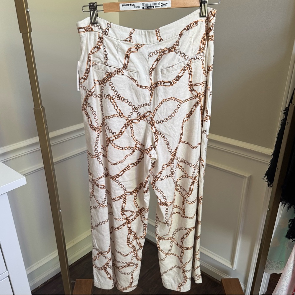 Maeve Cream Chain Pattern Printed Palazzo Pants - Picture 4 of 4